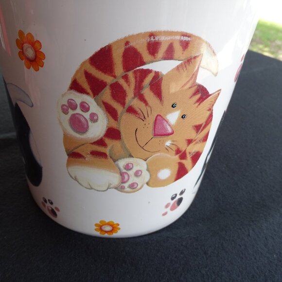 Vintage Cat Cookie Jar 9"Tx6.25"W with Paw Prints - Picture 4 of 14